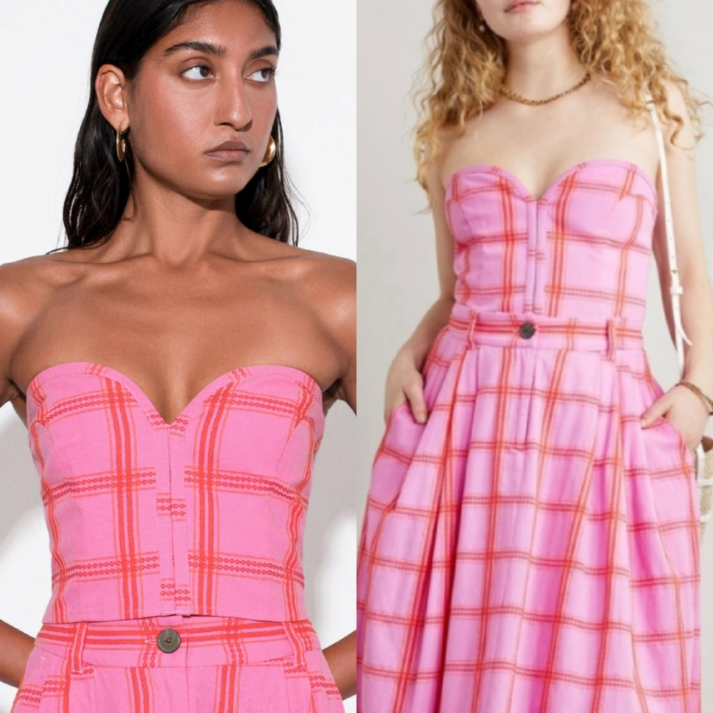 NWT Mara Hoffman Rilynn Bustier Strapless Top Pink 0